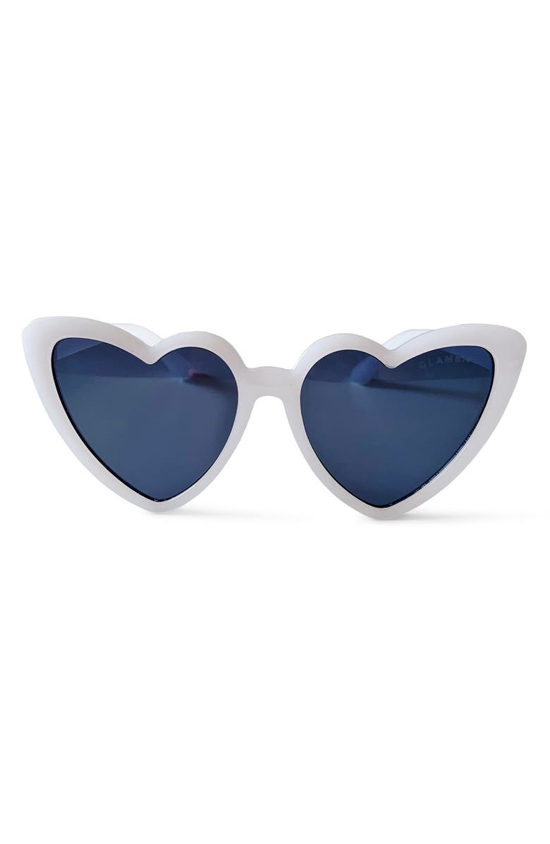 GlamBaby Priscilla 50mm Heart Sunglasses, Alternate, color, White