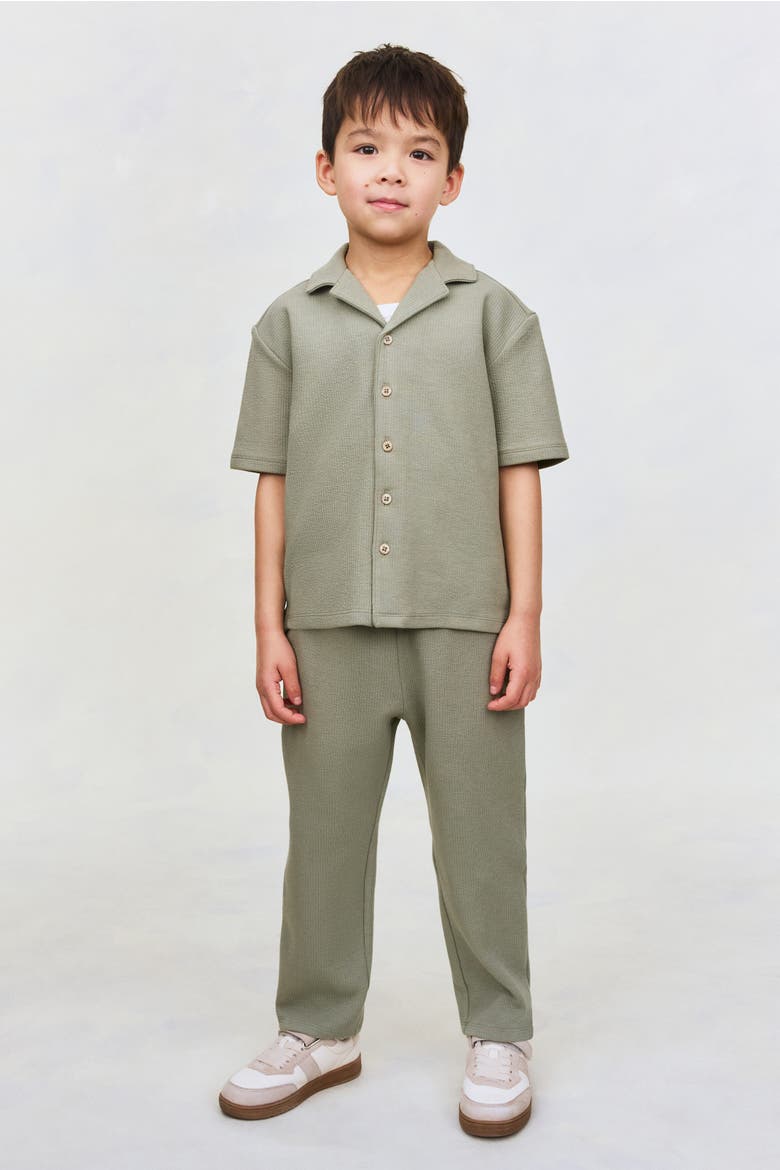 2-piece Textured Cotton Set, Main, color, Khaki green