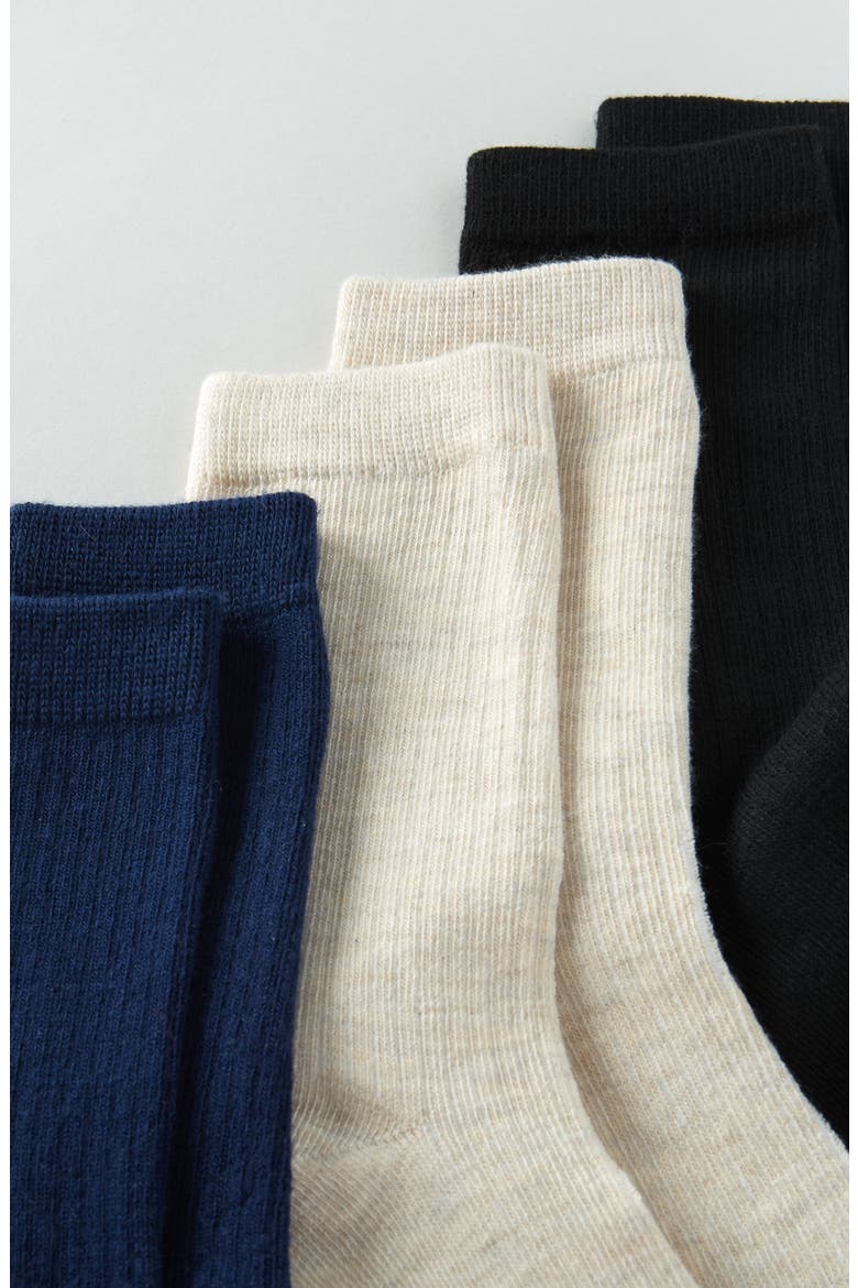 Kids' Assorted 3-Pack Ribbed Crew Socks, Alternate, color, BLACK- MULTI RIBBED PACK