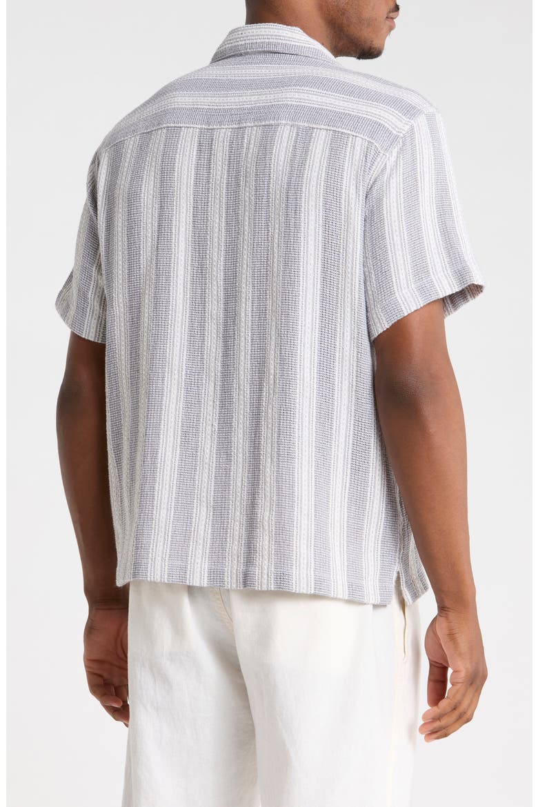 Relaxed Fit Stripe Camp Shirt, Alternate, color, GREY