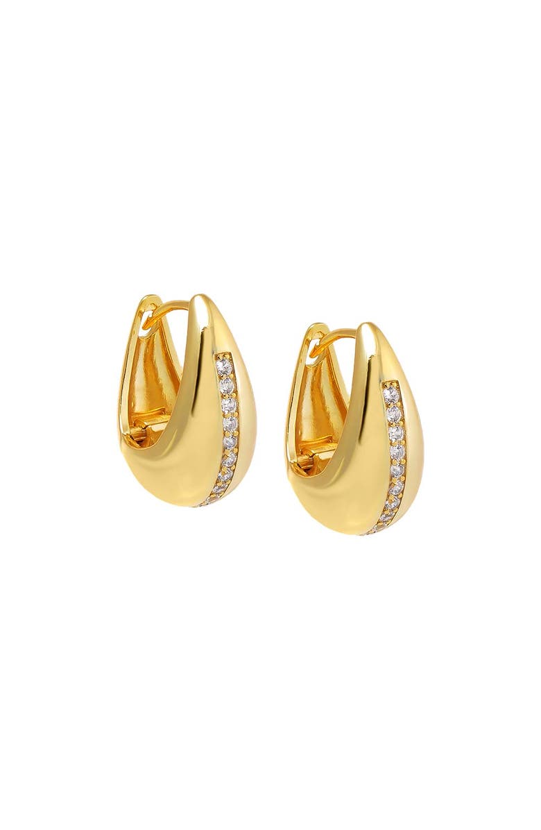 BY ADINA EDEN CZ Lined Graduated Oval Huggie Earring, Main, color, Gold