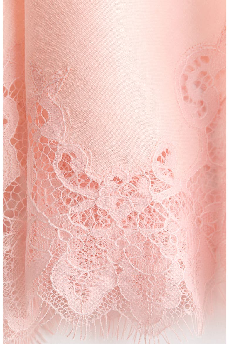 Lace-trimmed Ramie Skirt, Alternate, color, Light pink