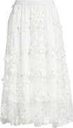 NIKKI LUND Audra Floral Appliqué Chiffon Maxi Skirt