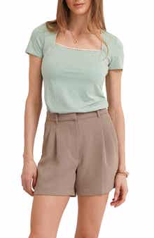 CYRUS Eyelet Trim Square Neck T-Shirt