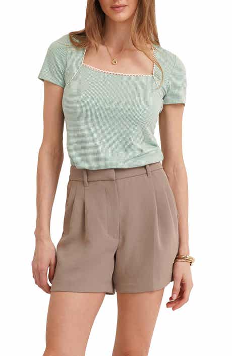 CYRUS Eyelet Trim Square Neck T-Shirt