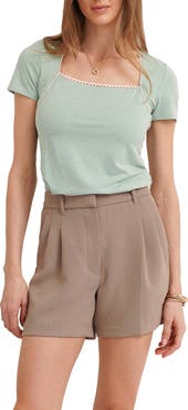 CYRUS Eyelet Trim Square Neck T-Shirt