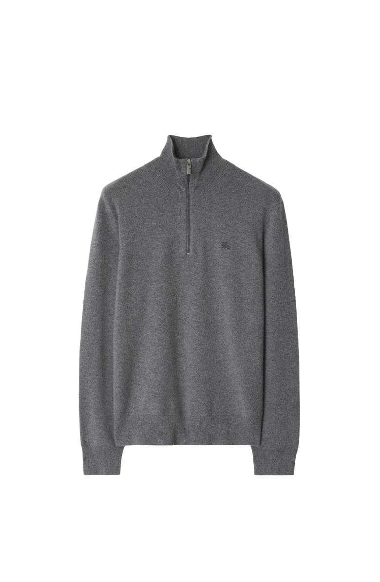Burberry Cashmere Blend Half-zip Sweater, Alternate, color, Grey