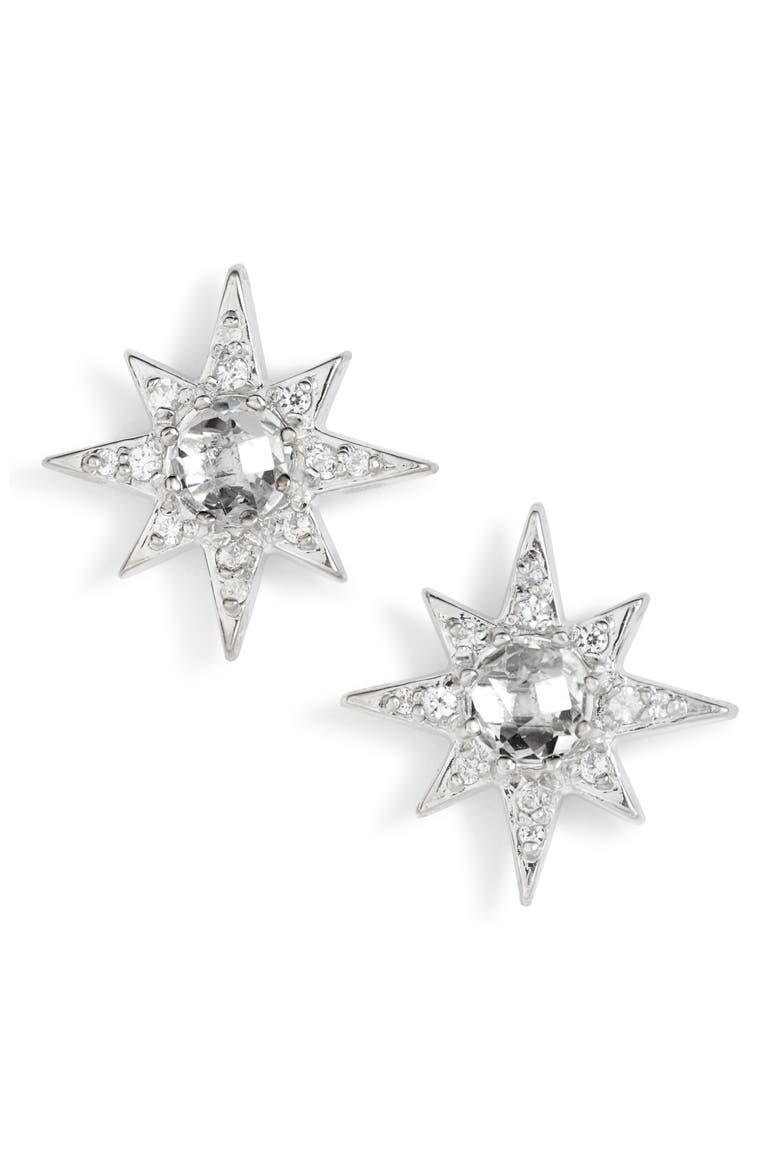 Mini Starburst White Topaz Earrings, Main, color, WHITE TOPAZ