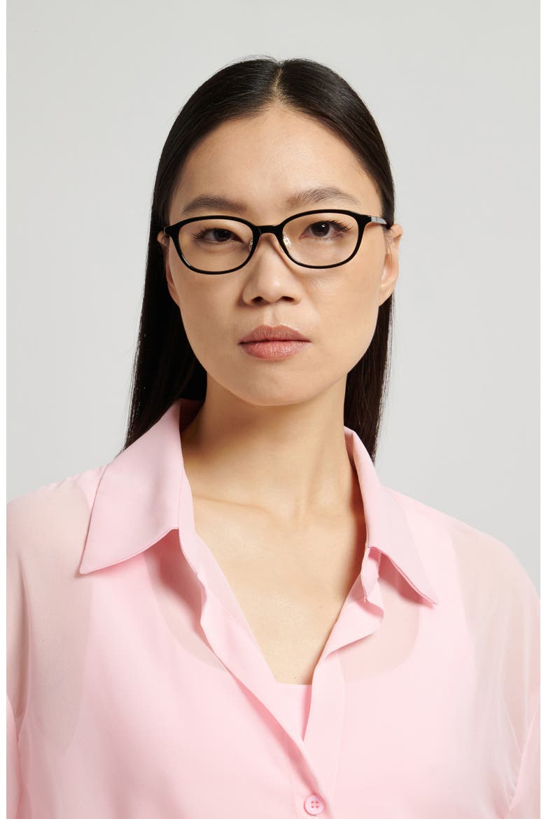 aisha 51mm oval optical glasses, Alternate, color, BLACK