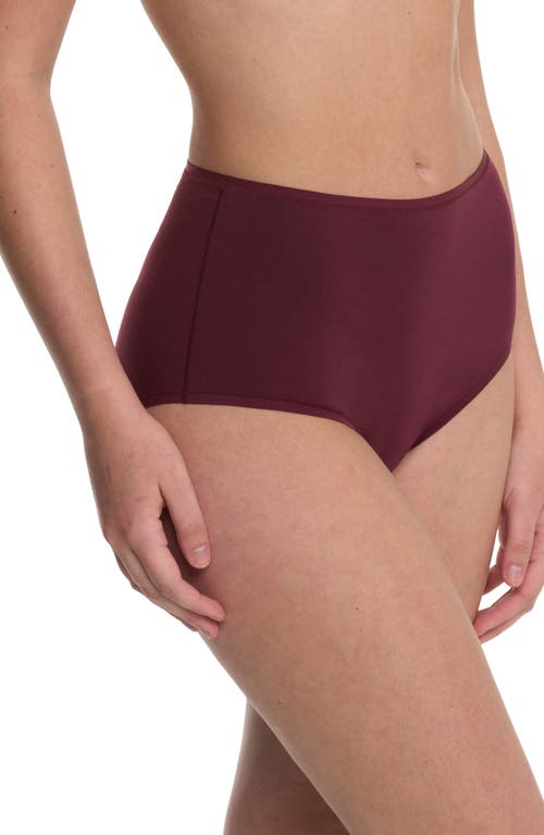 Natori Bliss Bare Cotton High Waist Briefs In Burgundy