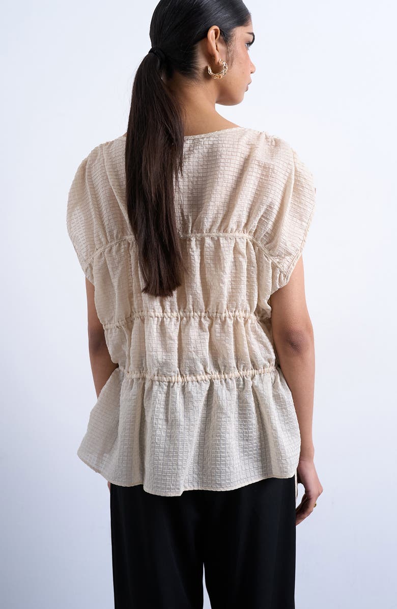 Topshop Channeled Cap Sleeve Top, Alternate, color, Ivory