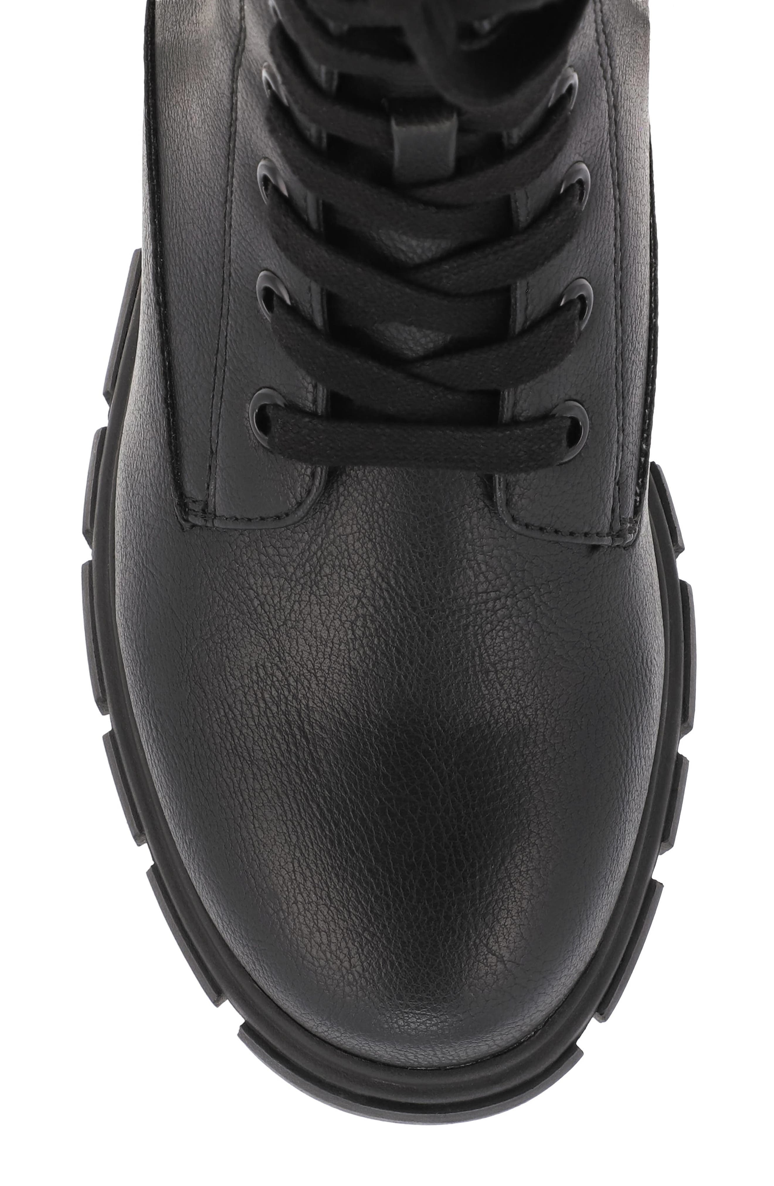 Aldana Faux Leather Combat Boot, Alternate, color, BLACK
