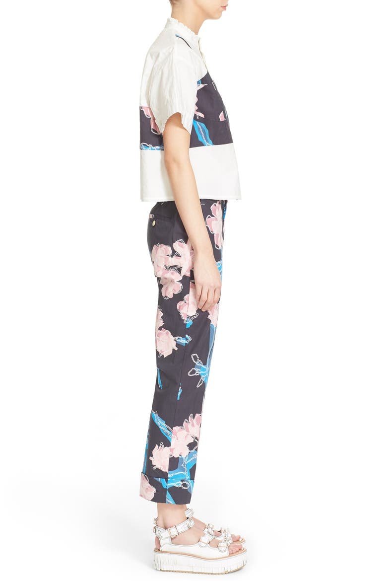 Print Cuff Crop Pants, Alternate, color, SAKURA BLACK