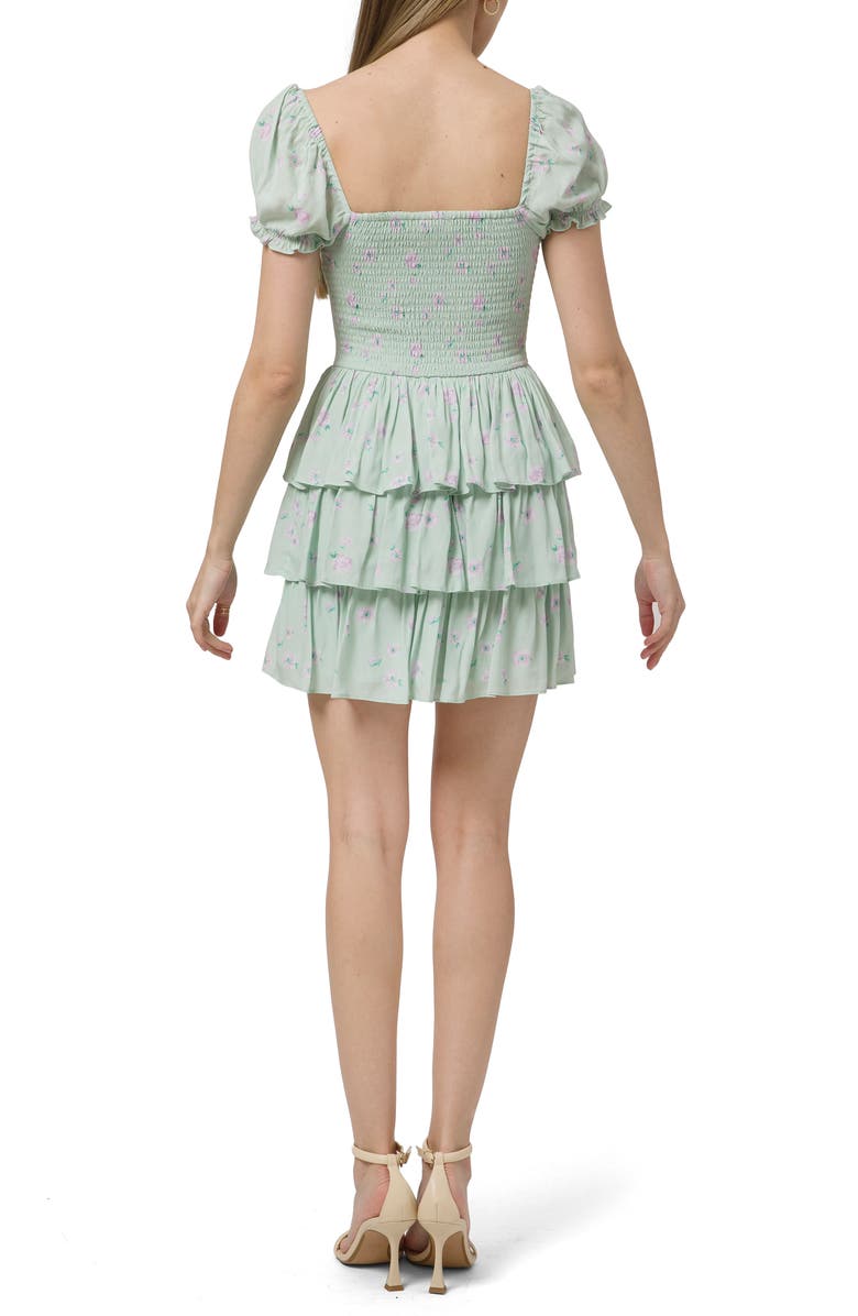 WAYF Floral Corset Tiered Dress, Alternate, color, 