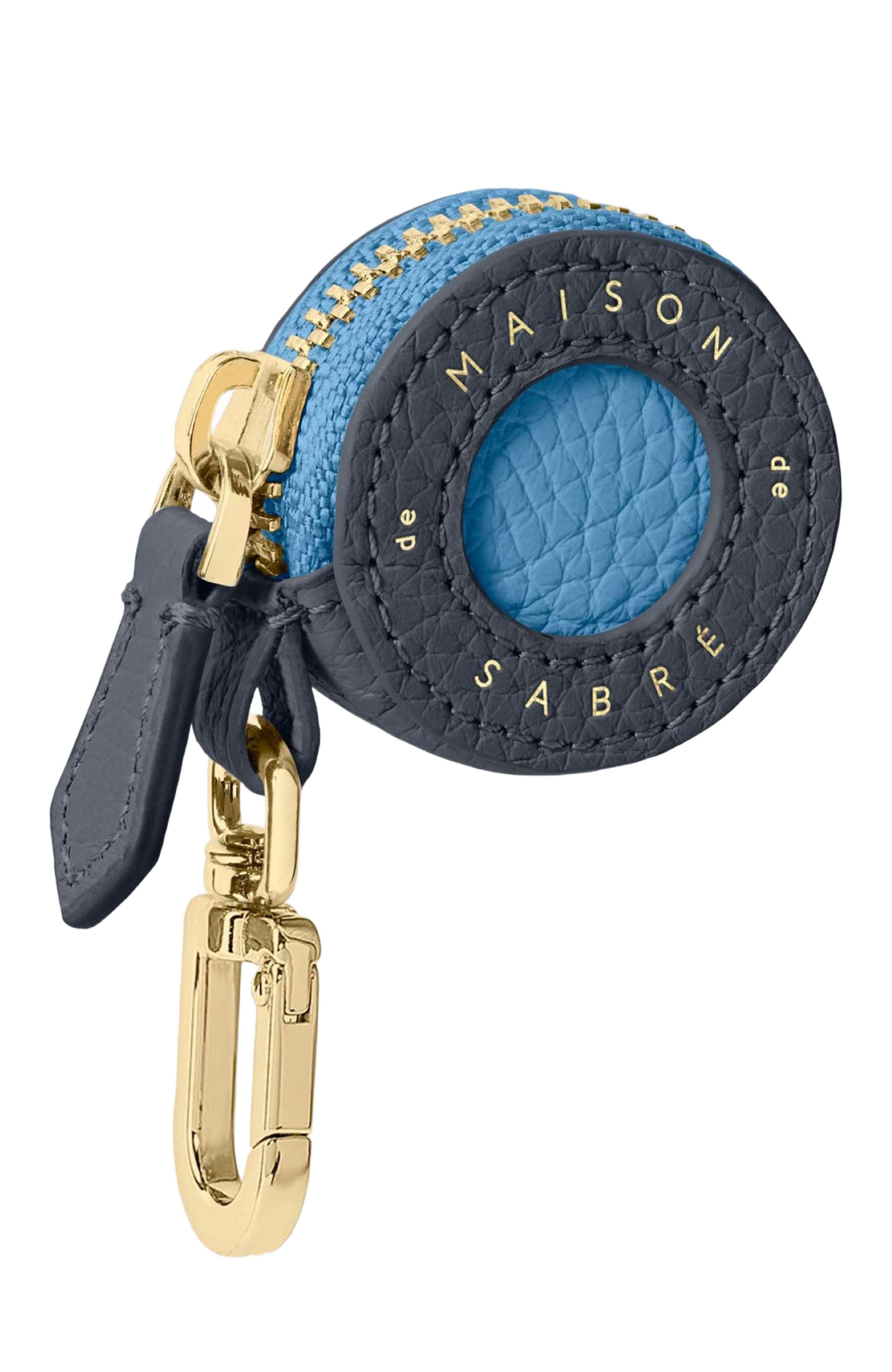 MAISON de SABRÉ Leather AirTag Charm, Alternate, color, Graphite Sky