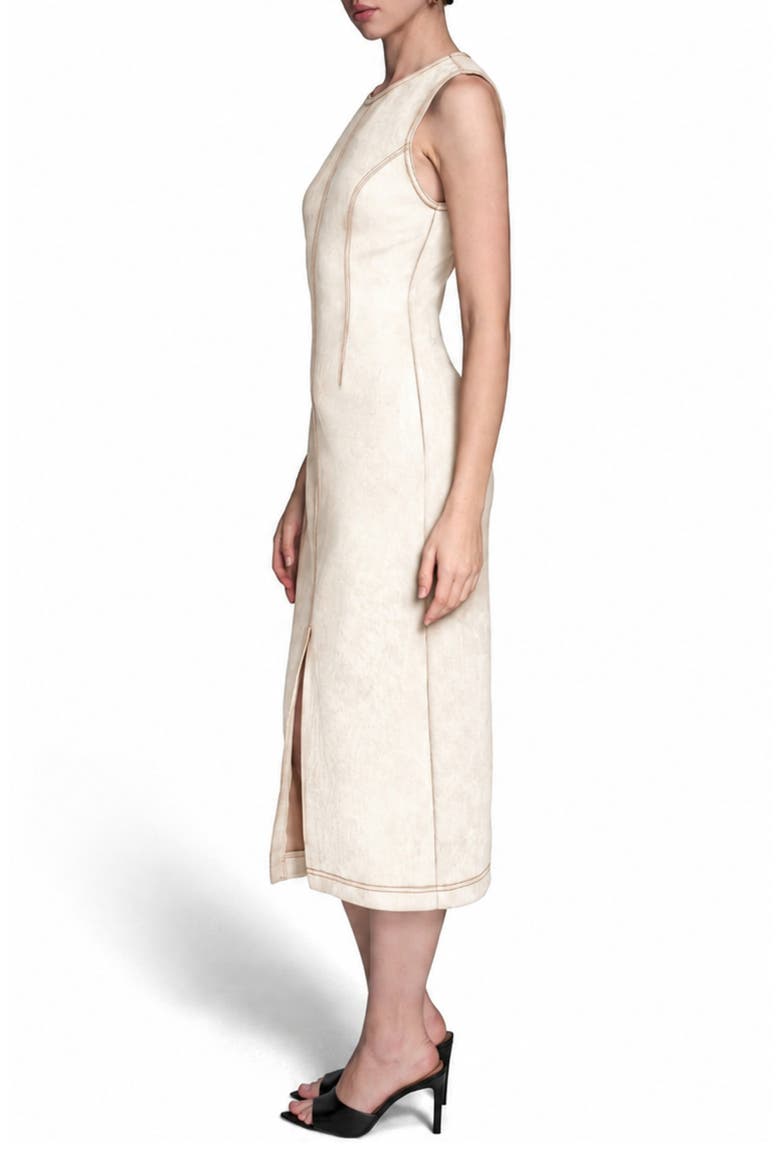 Sleeveless Faux Suede Sheath Midi Dress, Alternate, color, PEARL