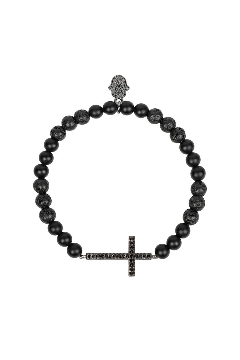 Men's Rooted Faith - Lava Cross Bracelet, Main, color, Black