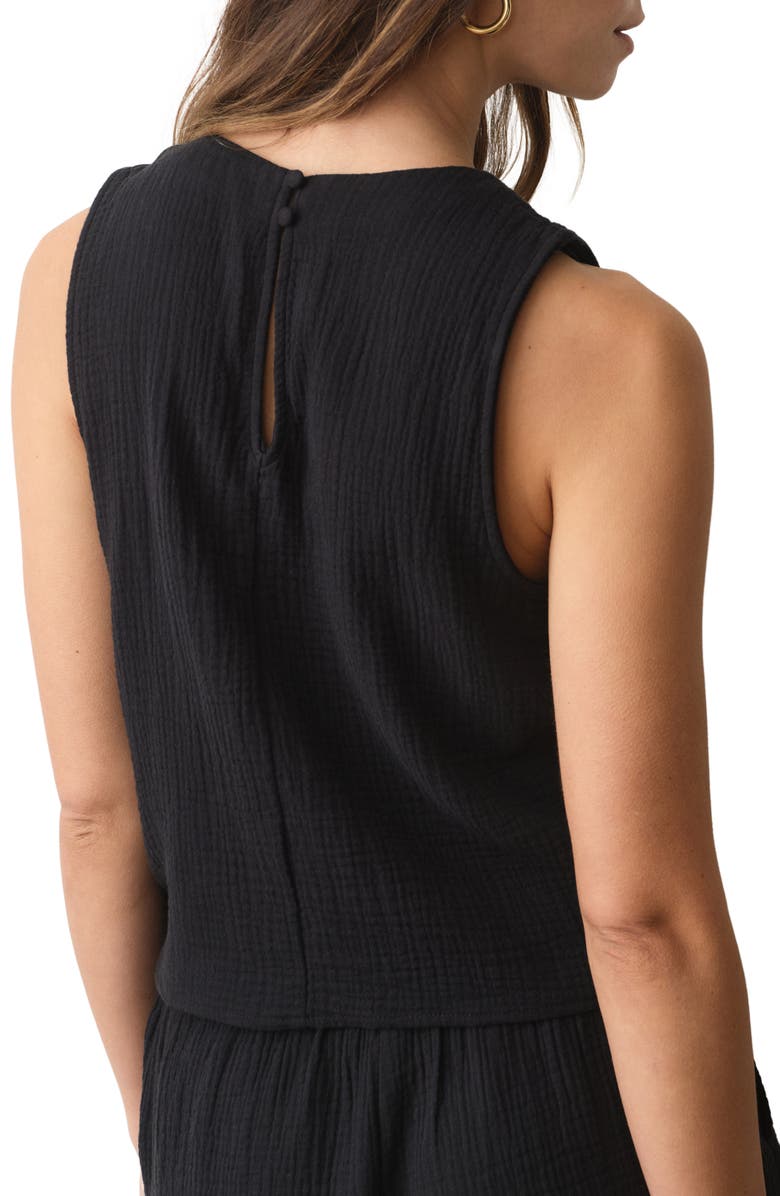Marine Layer Serena Cotton Gauze Tank, Alternate, color, Black