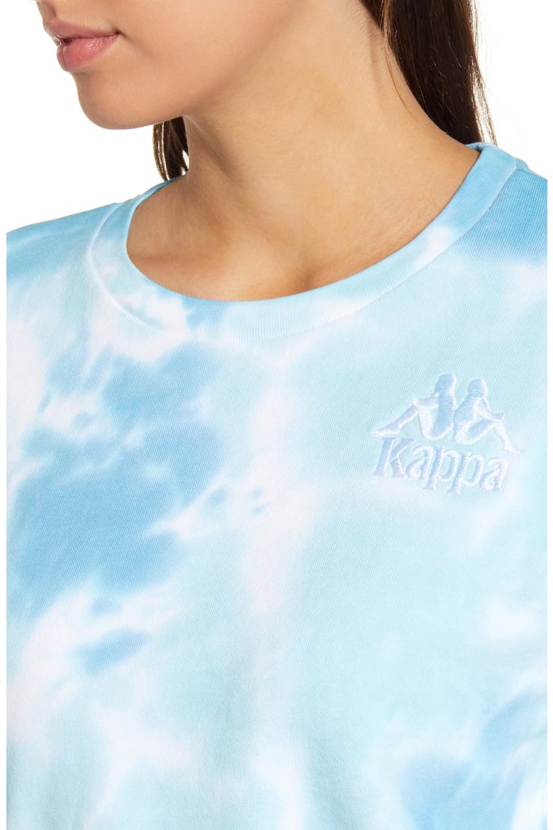 Kappa Catros Tie Dye Crop Sweatshirt, Alternate, color, DARK BLUE/ AQUA GREEN/ WHITE