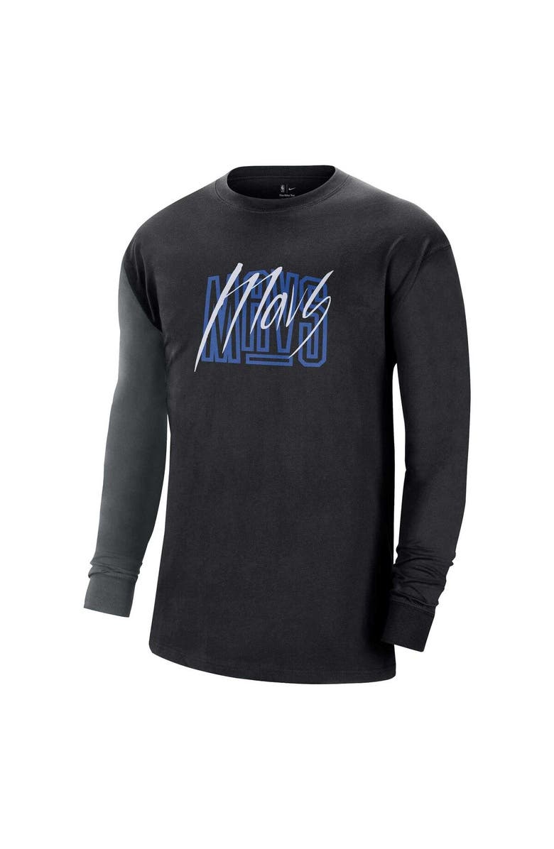 Nike Men's Nike Black Dallas Mavericks Courtside Versus Flight MAX90 Long Sleeve T-Shirt, Alternate, color, Black
