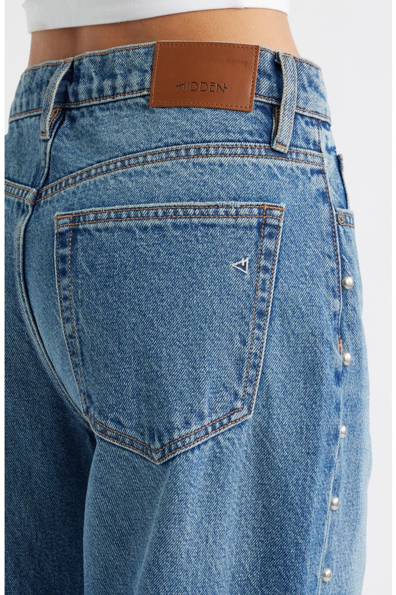 Side Stud Baggy Jeans, Alternate, color, DK.WASH