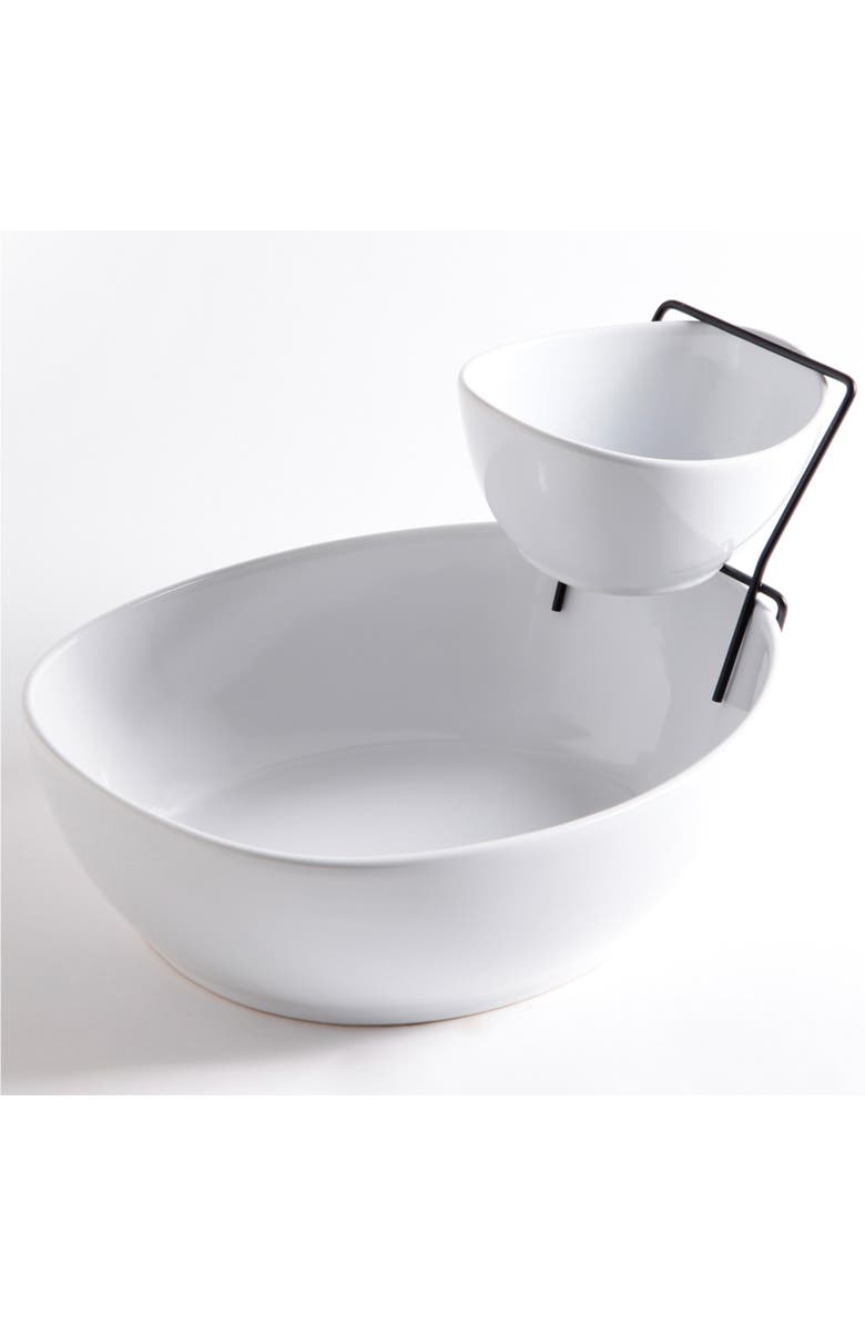 Gibson Gracious Dining 2 Tier Chip and Dip Server Set, Alternate, color, White