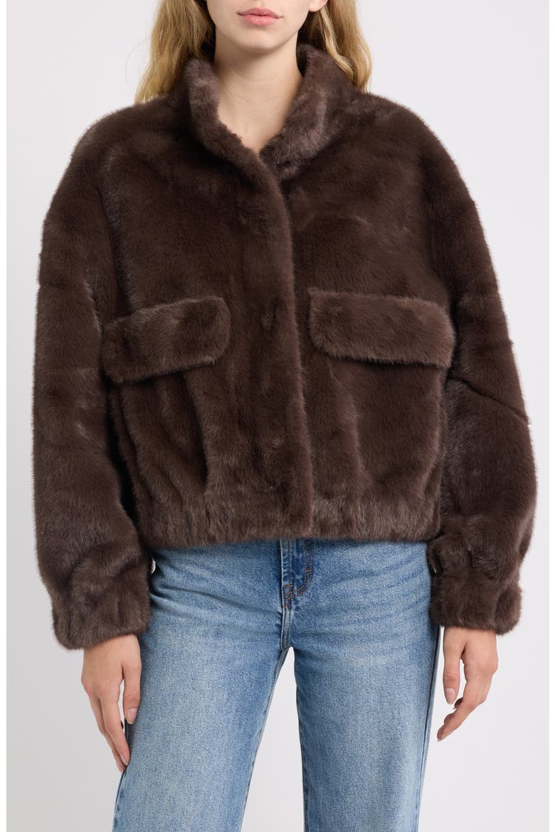 Badet Faux Fur Jacket, Alternate, color, CHOCOLATE