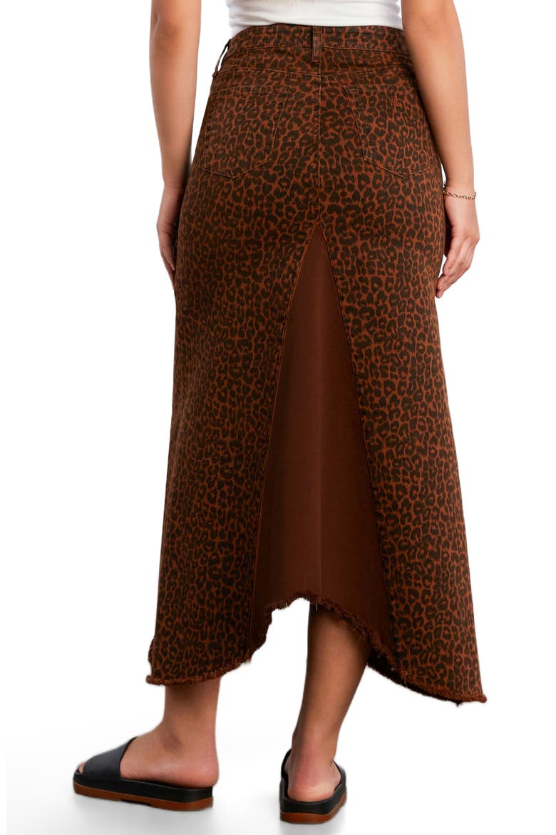 Leopard Print Pieced Denim Midi Skirt, Alternate, color, BROWN LEOPARD