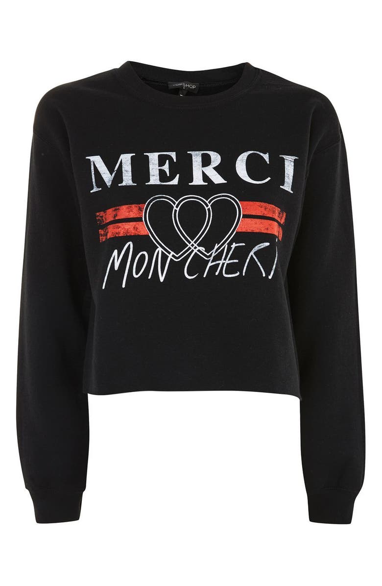 Topshop Merci Crop Sweatshirt, Alternate, color, 