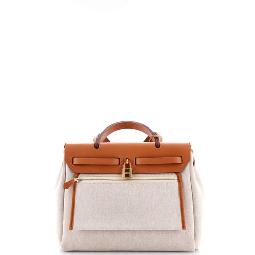 Pre-owned Hermes Hermes Herbag Zip Circuit 24 Vache Hunter And Leather 31 In White