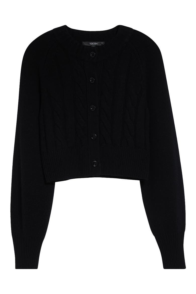 Rita Cable Knit Cardigan, Alternate, color, JET