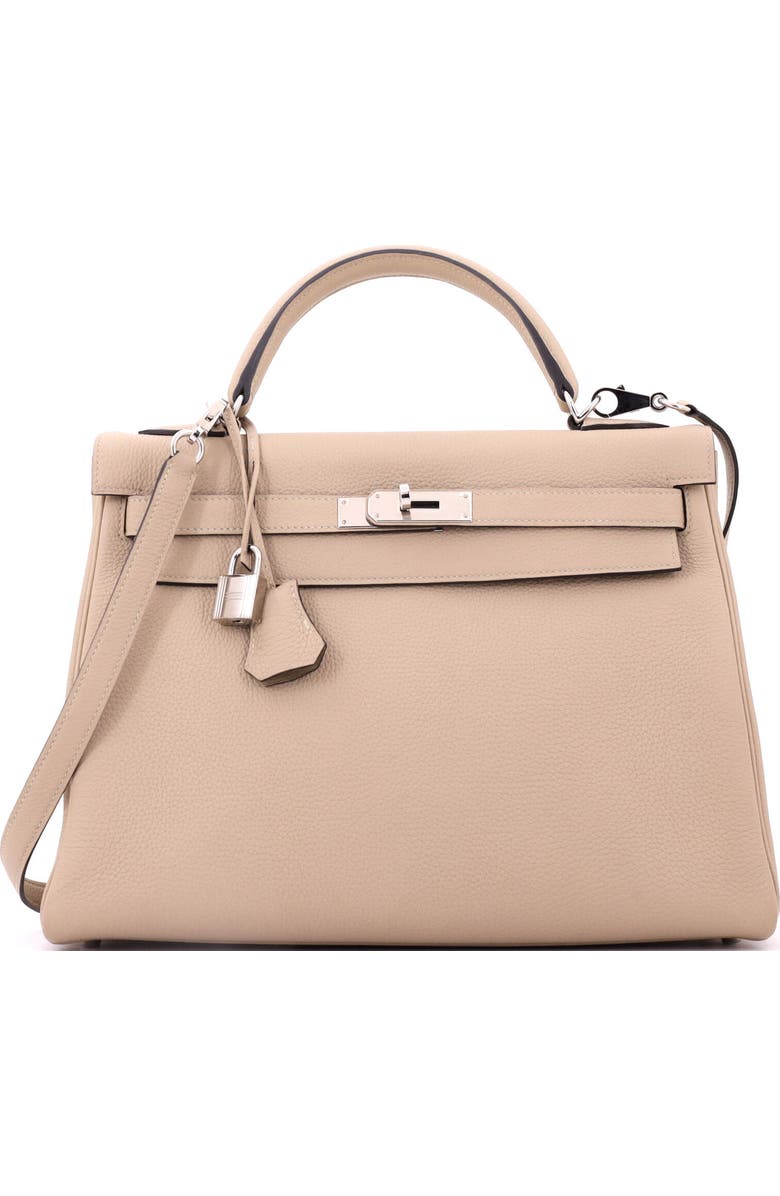 Pre-Owned Hermes Kelly Handbag Light Togo with Palladium Hardware 32, Main, color, Trench