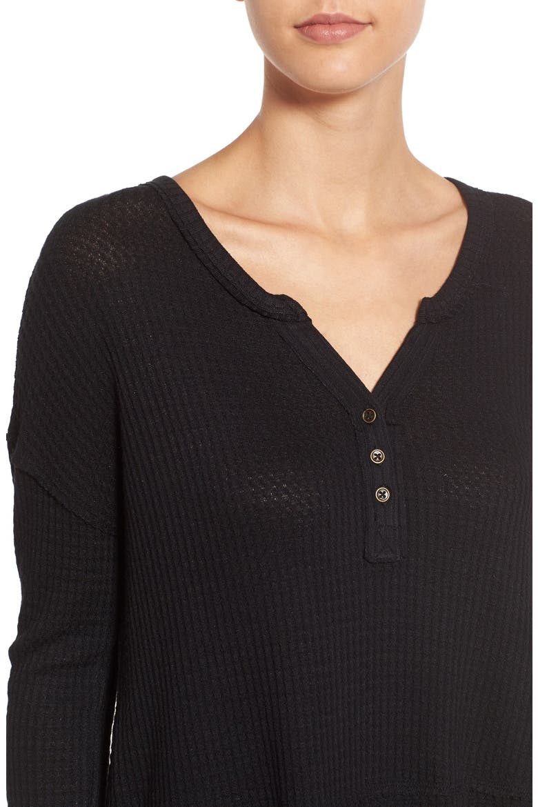 Thermal Henley Top, Alternate, color, BLACK