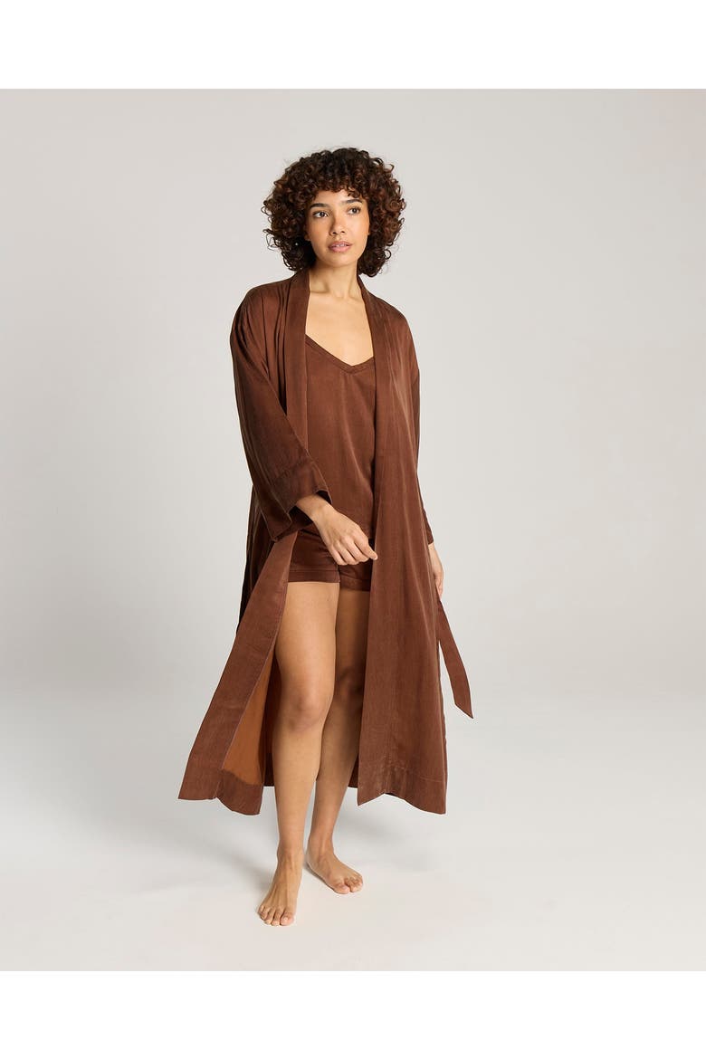 Eco-Luxe Long Robe, Alternate, color, Cocoa