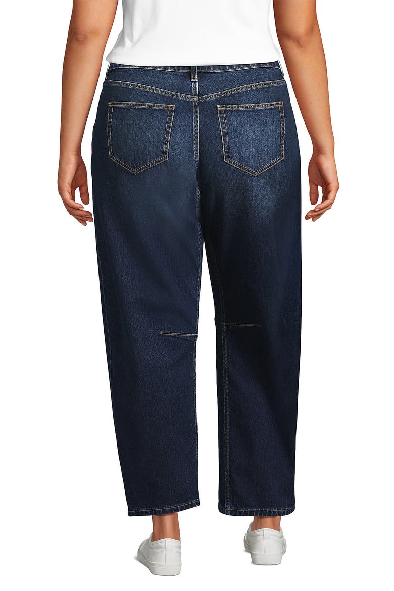 Plus Size Soft Denim Mid Rise Relaxed Barrel Ankle Jeans, Alternate, color, Dark Indigo Blue Wash