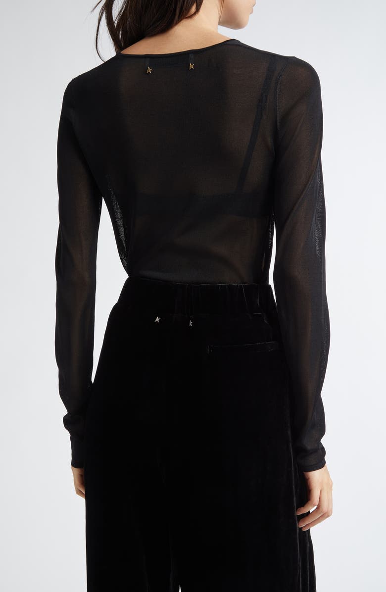 Golden Goose Journey Sheer Knit Top, Alternate, color, Black