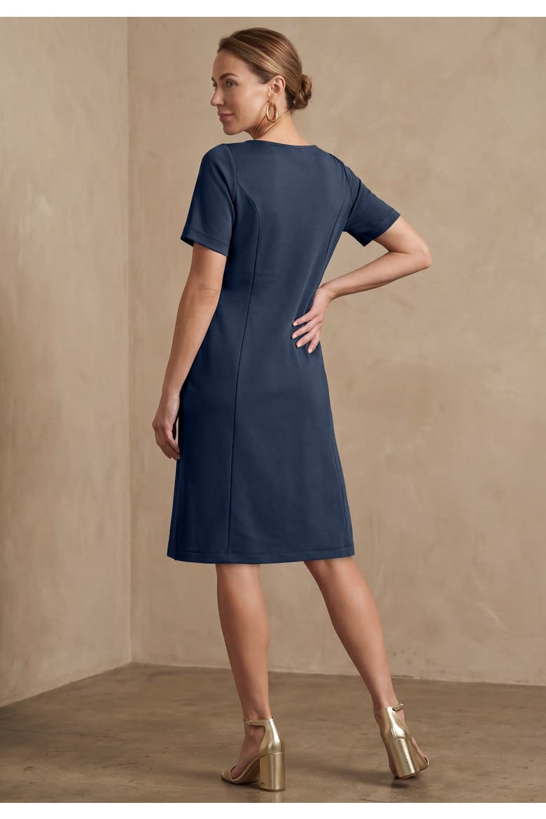 Perfect Ease Short Sleeve Shift Dress, Alternate, color, NAVY