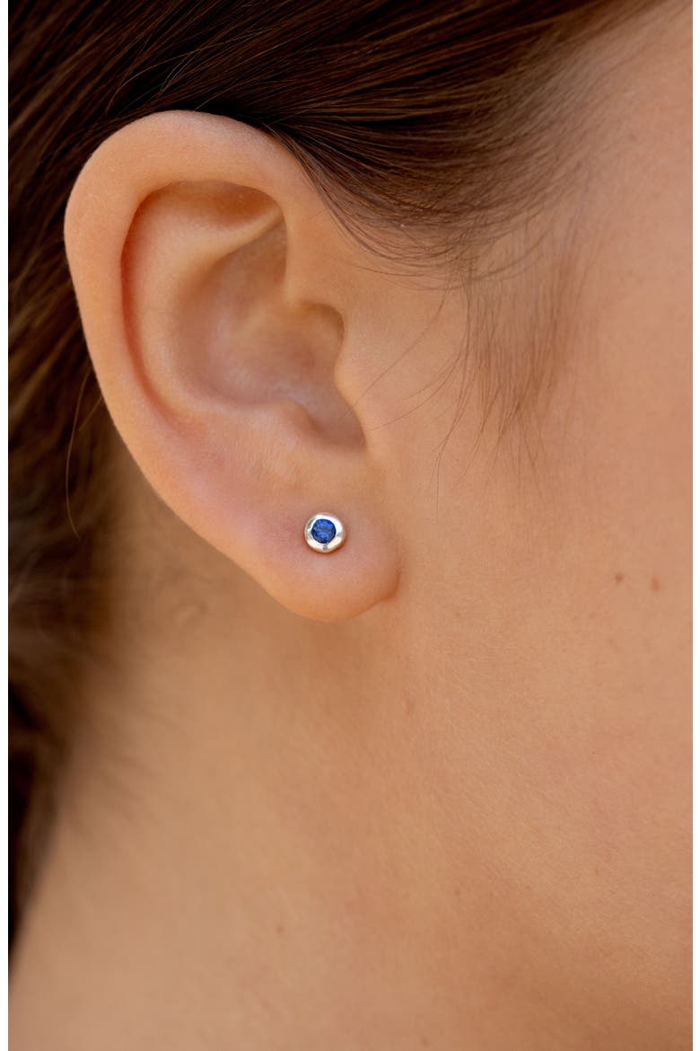3mm Blue Sapphire Dewdrop Studs, Alternate, color, Yellow Gold Vermeil