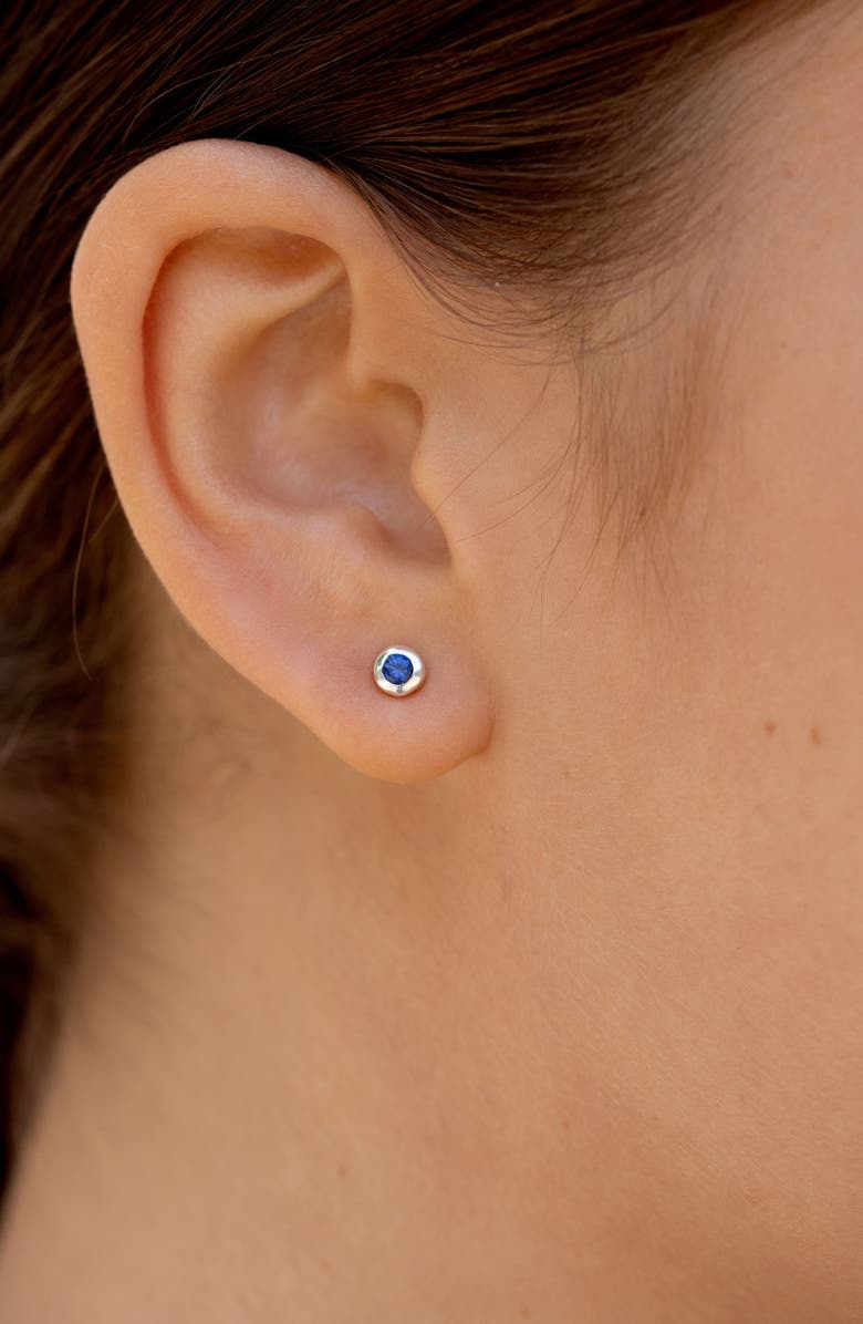 Dower & Hall 3mm Blue Sapphire Dewdrop Studs, Alternate, color, Sterling Silver
