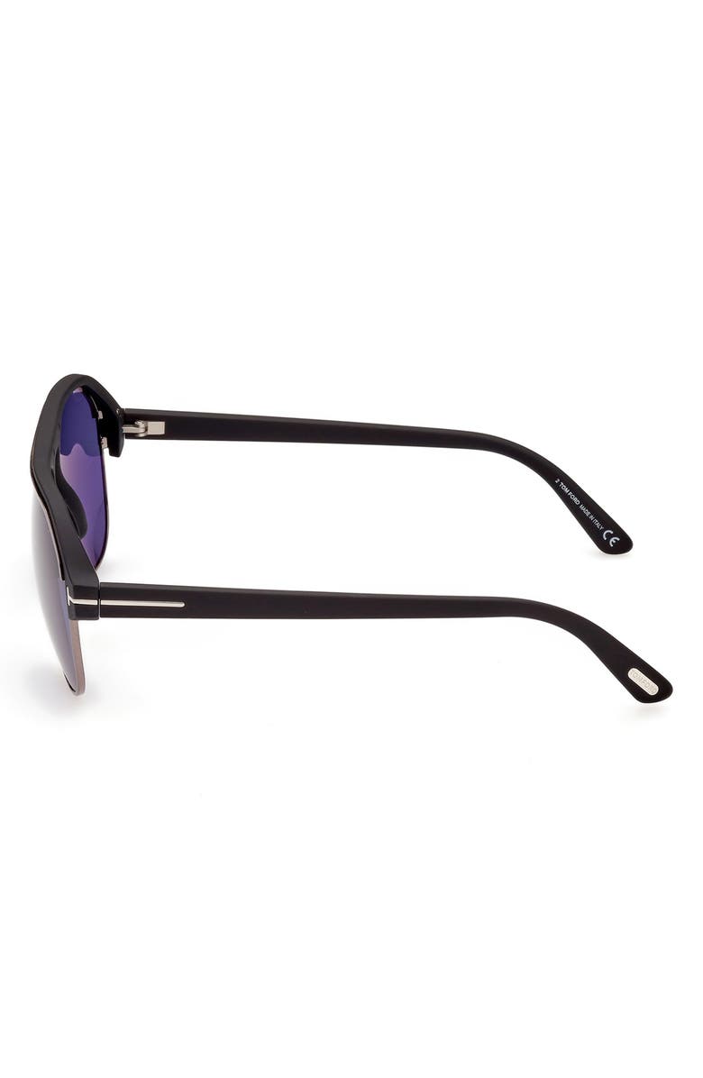TOM FORD Marshall 58mm Gradient Pilot Sunglasses, Alternate, color, Matte Black / Blue