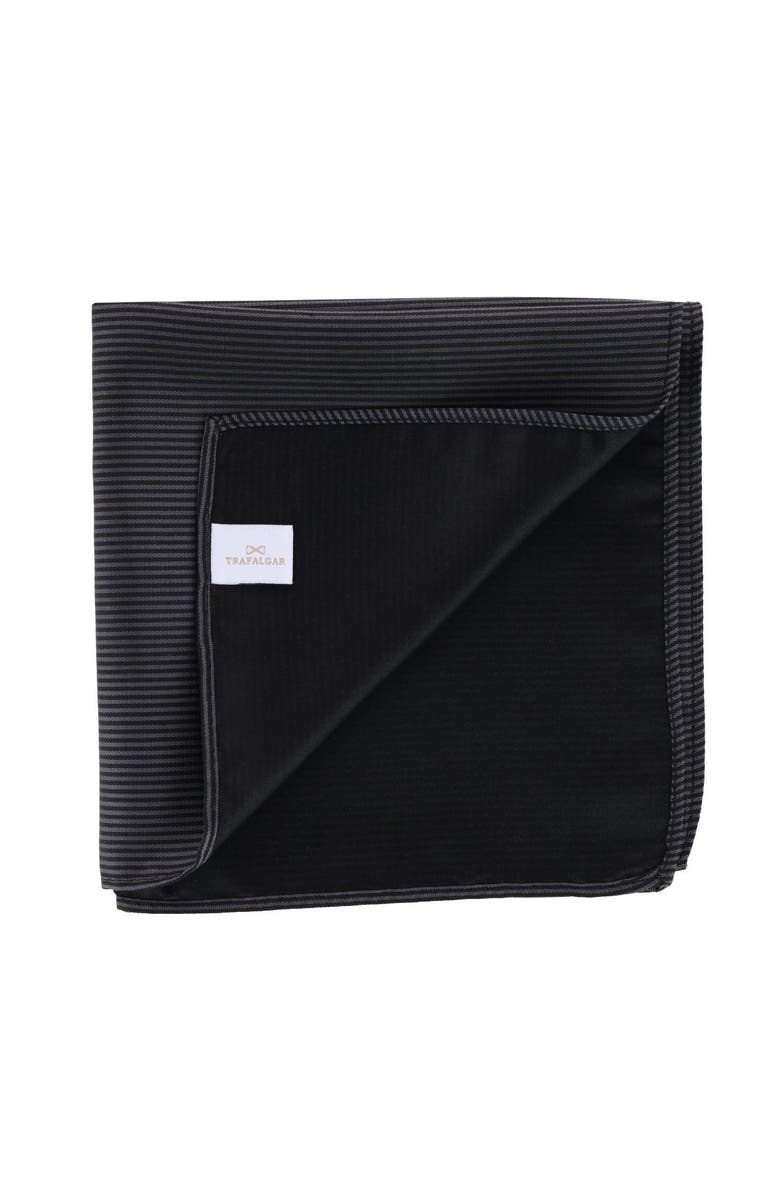 Trafalgar Leyton Diagonal Lined Tone on Tone Silk 12 x 12 Pocket Square, Alternate, color, Graphite
