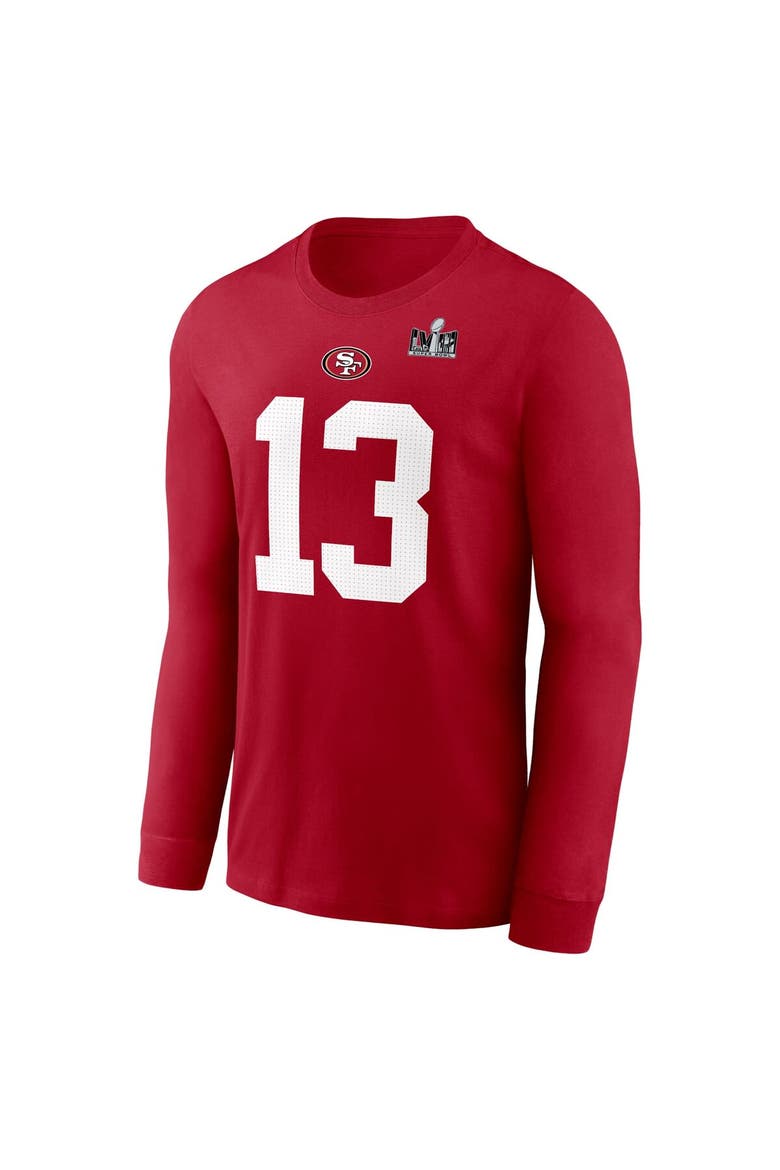 Men's Nike Brock Purdy Scarlet San Francisco 49ers Super Bowl LVIII Patch Player Name & Number Long Sleeve T-Shirt, Alternate, color, Scarlet