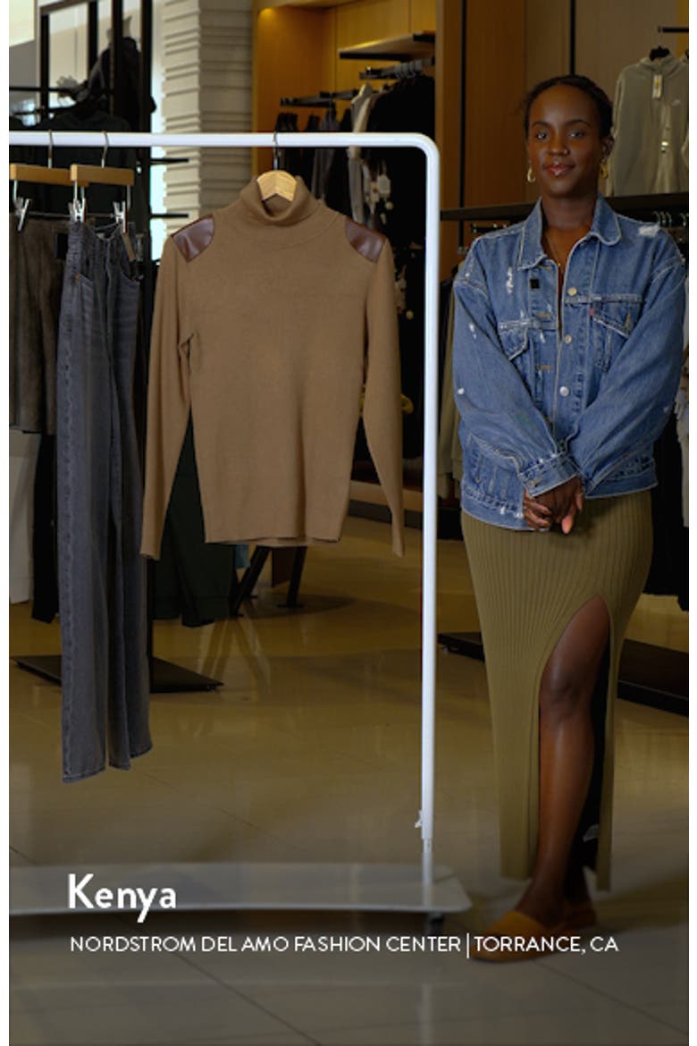 Embellished Rib Cotton Blend Turtleneck Top video