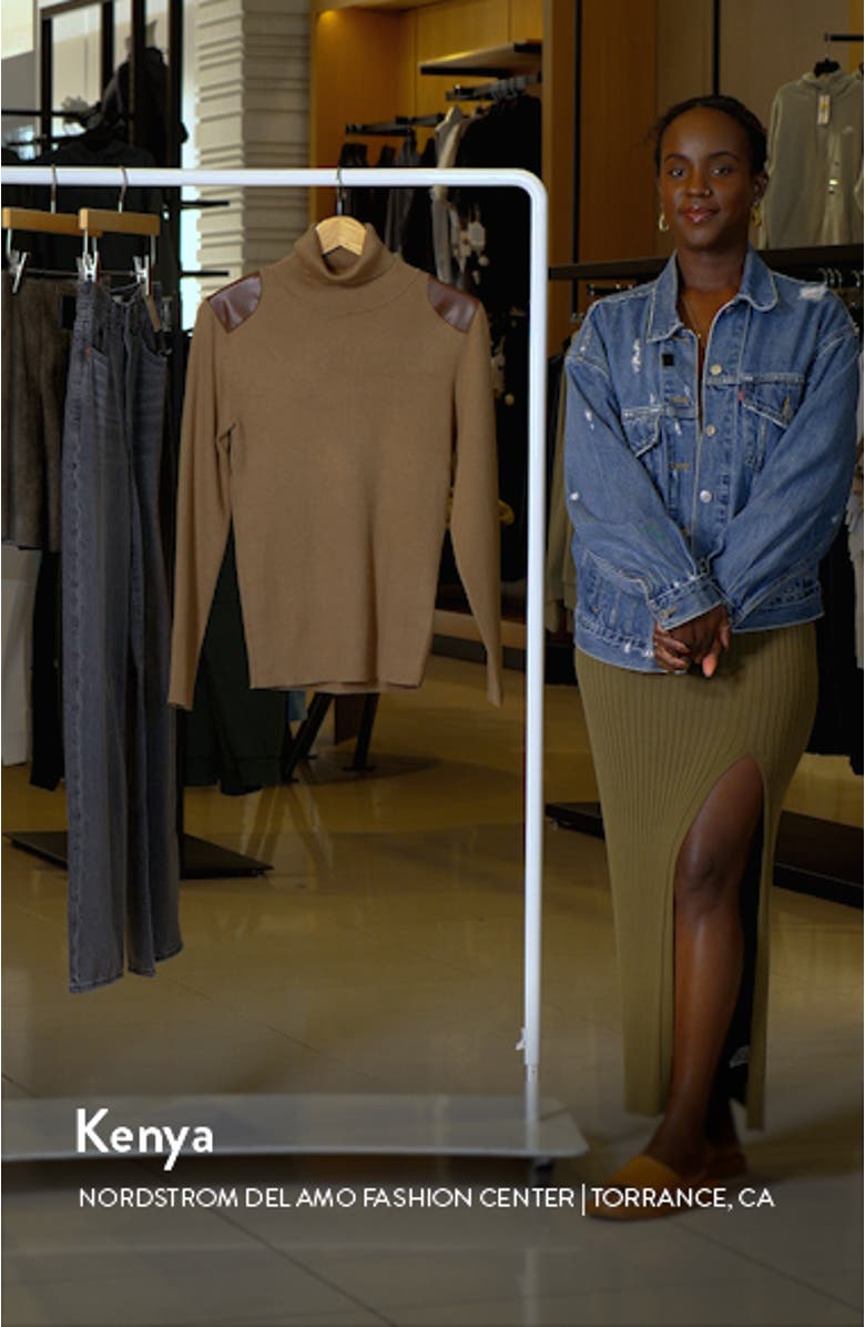 Embellished Rib Cotton Blend Turtleneck Top, sales video thumbnail