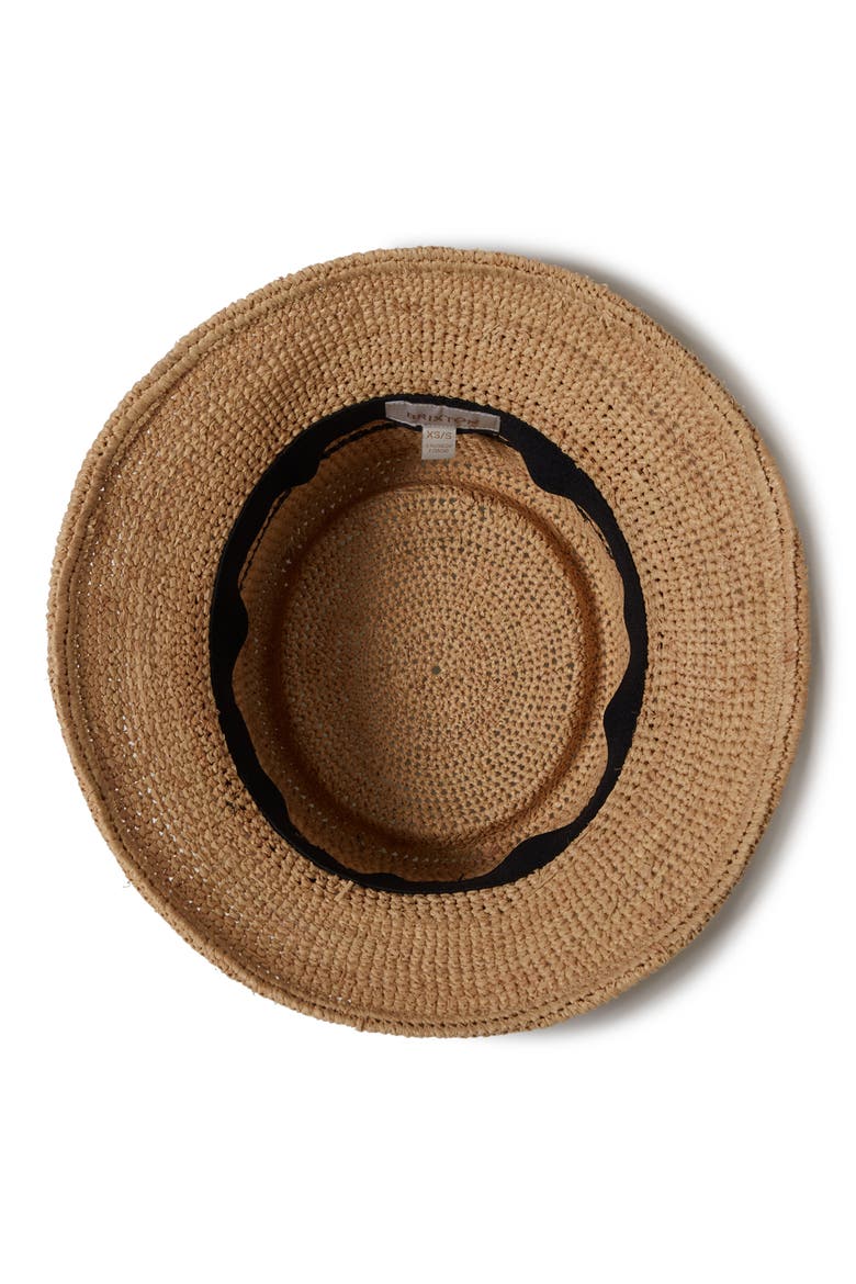 Ellee Straw Packable Bucket Hat, Alternate, color, TAN/ BLACK