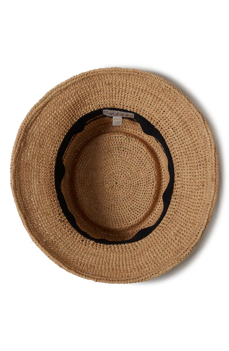 Brixton Ellee Straw Packable Bucket Hat, Alternate, color, Tan/ Black