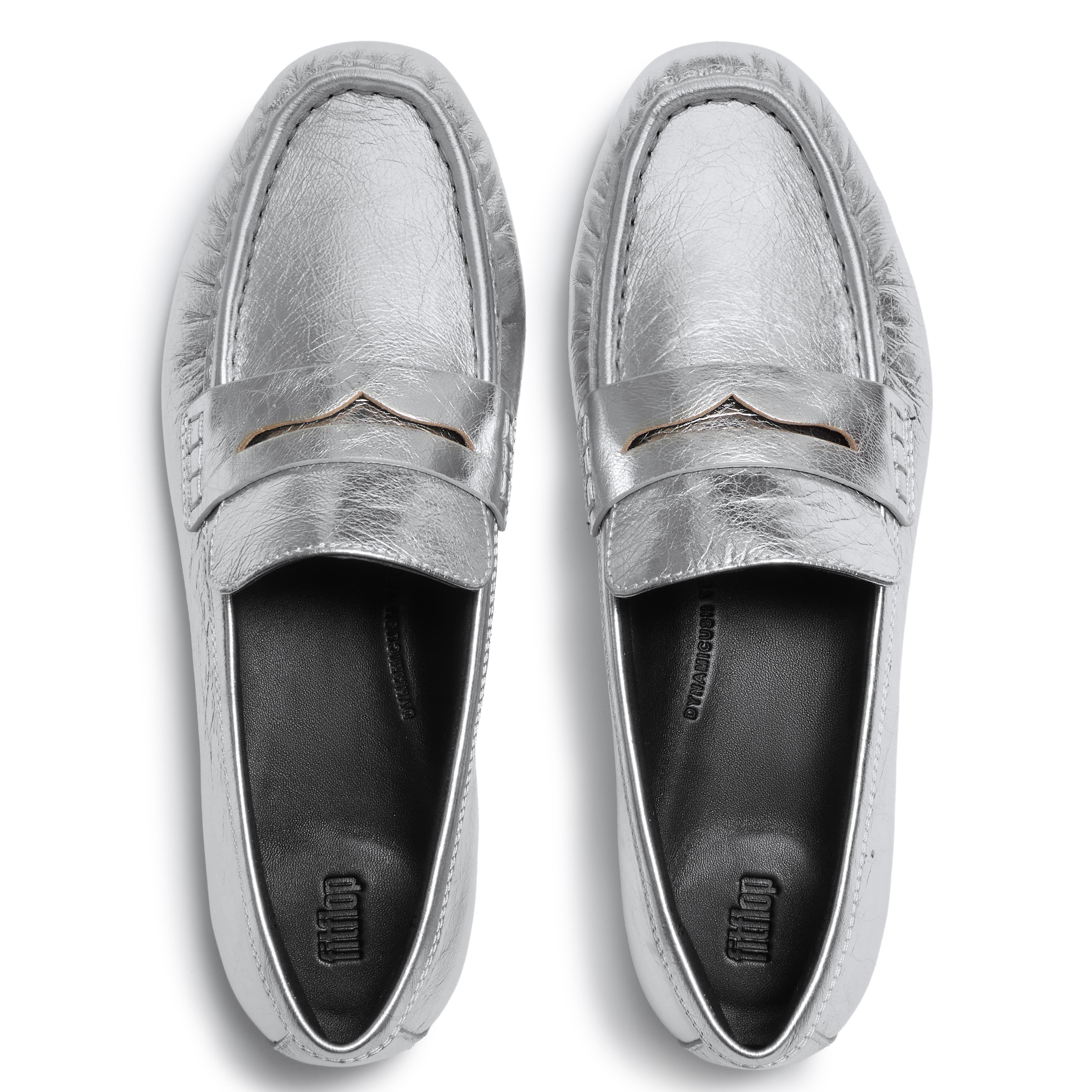 Delicato Crinkle Metallic Leather Loafers, Alternate, color, Silver