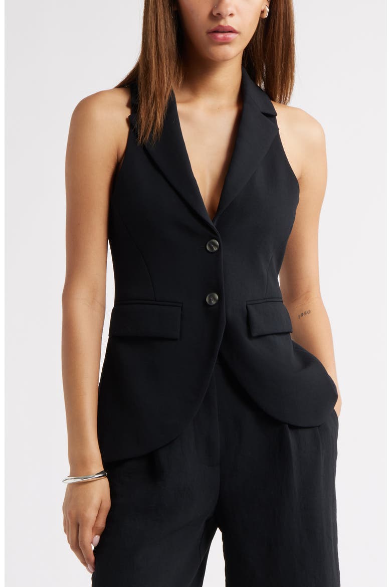 The Curator Notched Lapel Vest, Main, color, BLACK