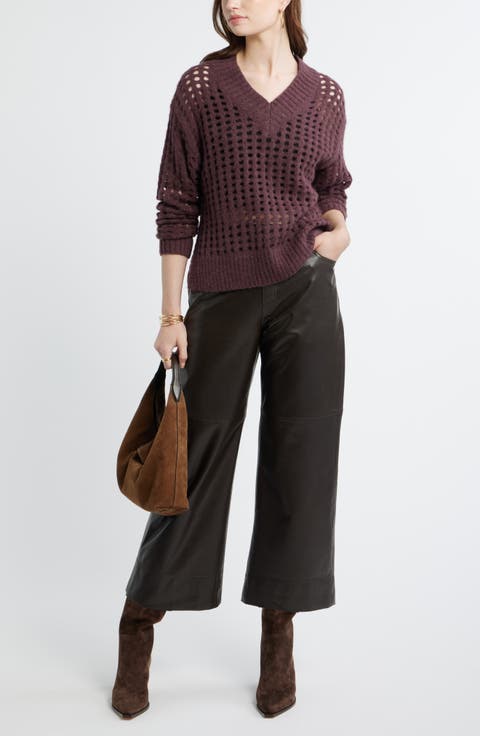 Mesh Stitch V-Neck Sweater