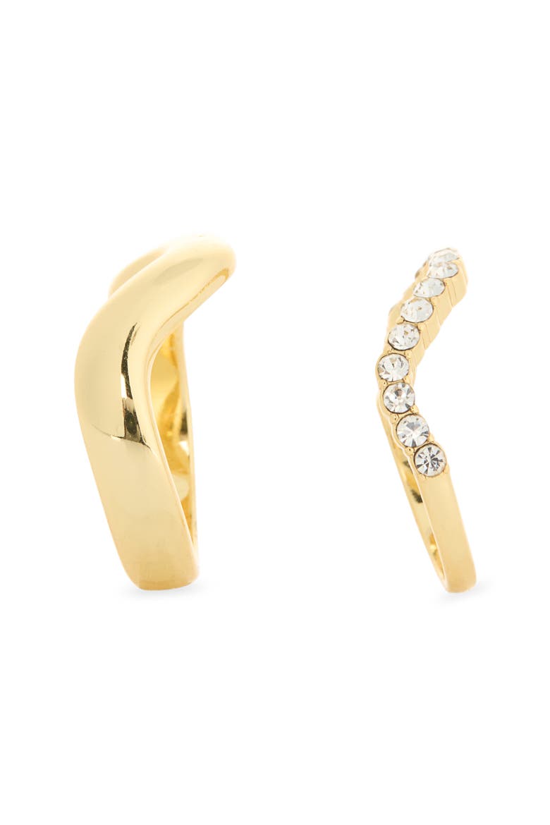 2-Piece Wavy Stackable Ring Set, Alternate, color, CLEAR / GOLD